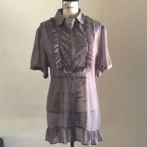 Lovely sheer grey collared tunic
